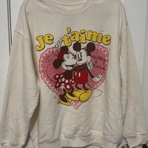 NWT Disney Cream Sweatshirt with Mickey and Minnie Mouse